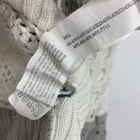 Desigual Cardigan Patchwork White Blue Acrylic Knit Zip Front - Picture 4 of 9